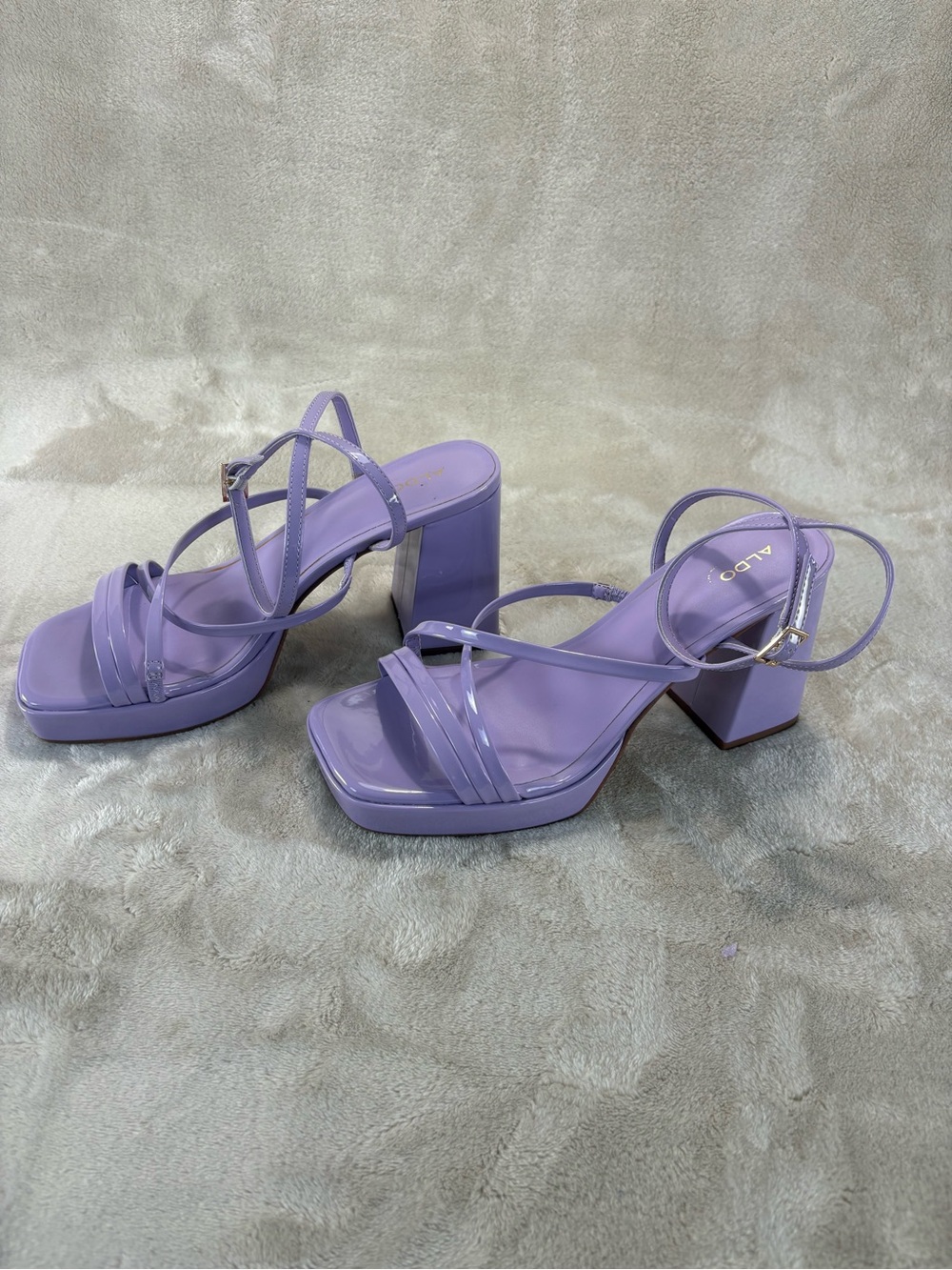 Aldo Lilac Strappy Platform Block Heel Sandals